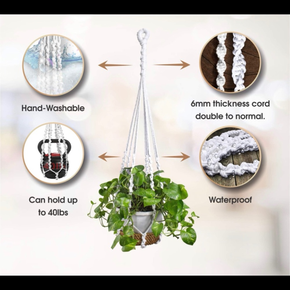 Macrame Plant Hanger - Outdoor Indoor Plant Hanger